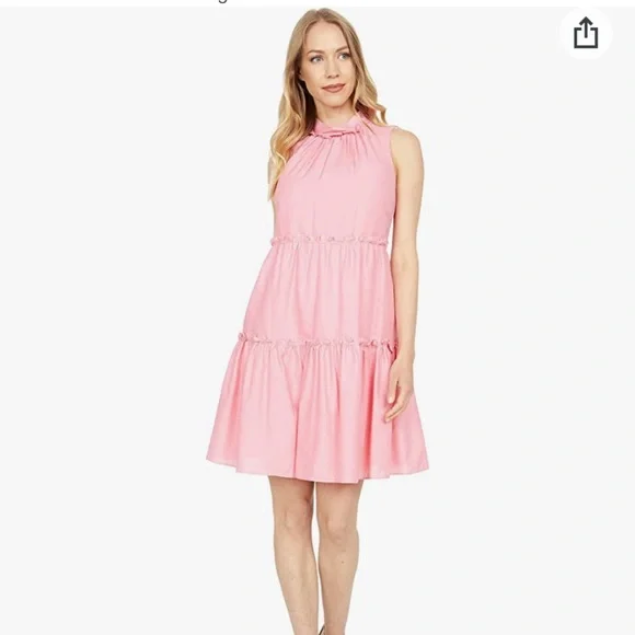 Vince Camuto | Dresses | Nwot Vince Camuto Linen High Neck Ruffle Tier Dress  Peachpink Size | Poshmark